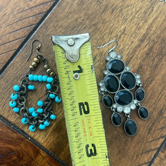 6 pairs bundle fashion earrings dangling drop hoops silver gold green black - Picture 16 of 16